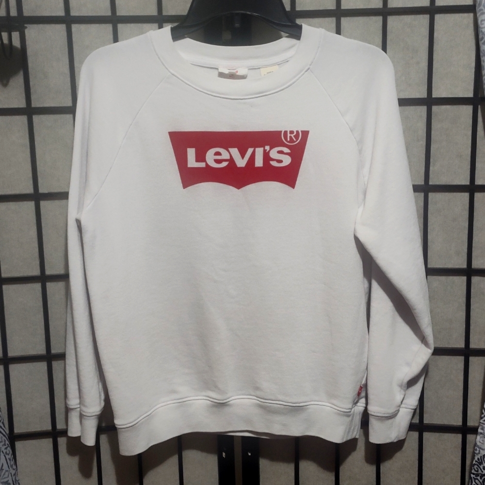 White and red Levi's brand sweater size Small